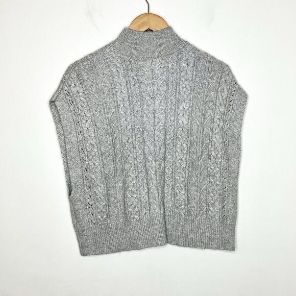 Rachel Zoe Sleeveless Cable Knit Cropped Sweater Gray Womens Small Preppy - Picture 6 of 7